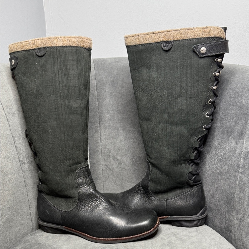 Ugg Australia Smithfield knee high leather and newbuck boots size 9